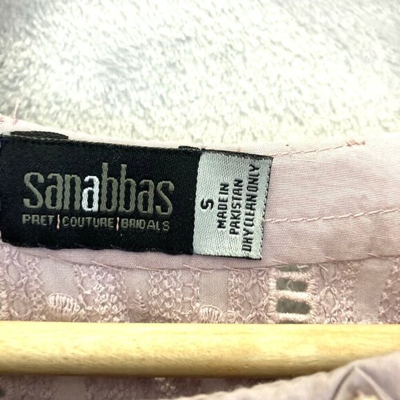 Sana Abbas Beaded Tunic Top Blouse Women's Size Small Lavender Purple Pleated - Picture 4 of 8